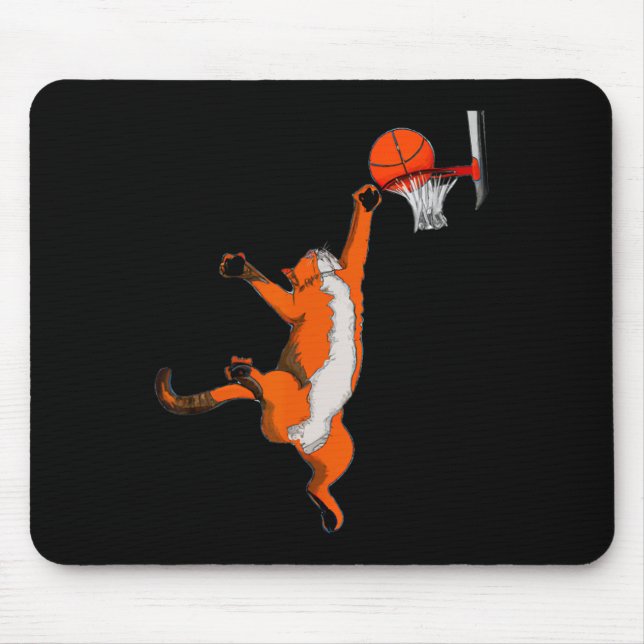 Mousepad Brincadeira Jogando Basquete Esporte Gato de Basqu (Frente)