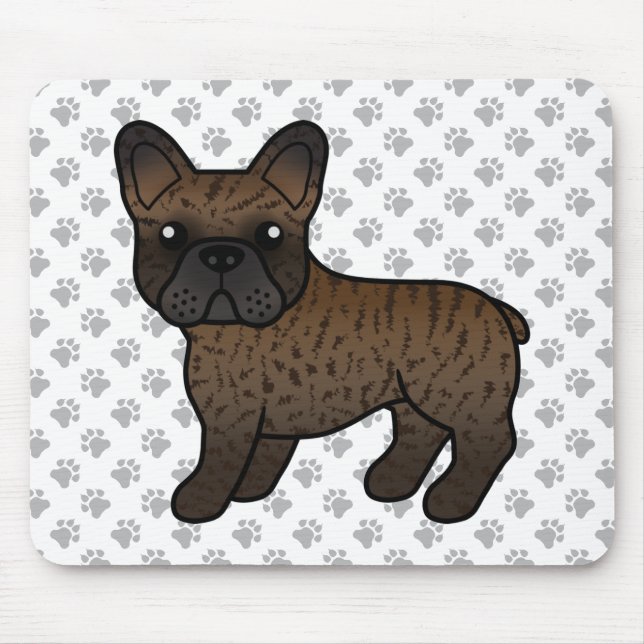 Mousepad Brindle French Bulldog Cute Cartoon Dog (Frente)