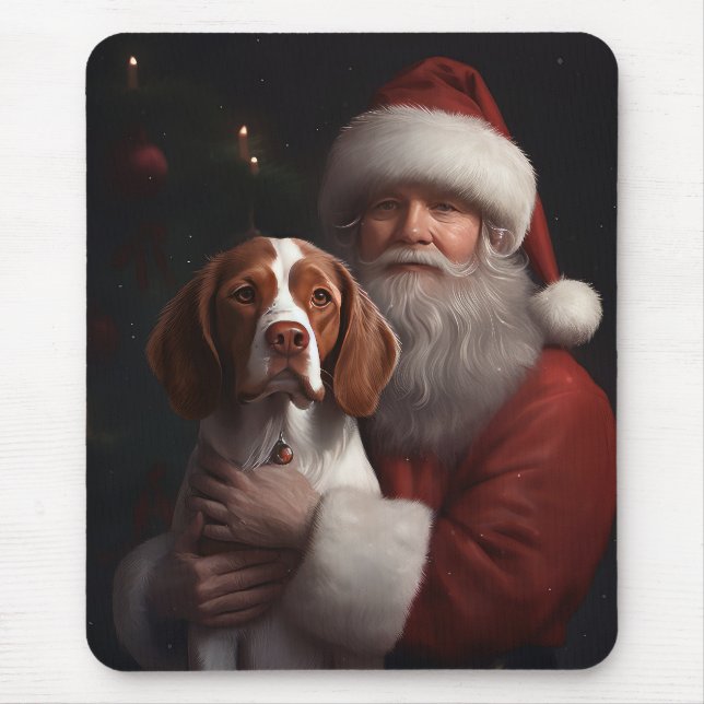 Mousepad Brittany Spaniel com Natal (Frente)