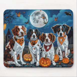 Mousepad Brittany Spaniel Halloween Assustador