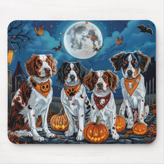 Mousepad Brittany Spaniel Halloween Assustador (Frente)
