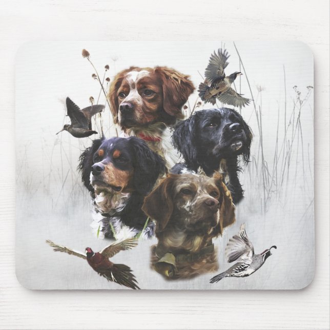 Mousepad Brittany Spaniels , Estação de Caça de Pássaros (Frente)