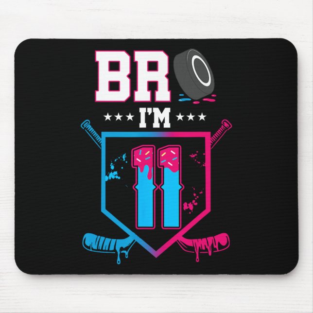 Mousepad Bro I'm 11 Year Old Hockey Ice Cream Drip 11th Bir (Frente)