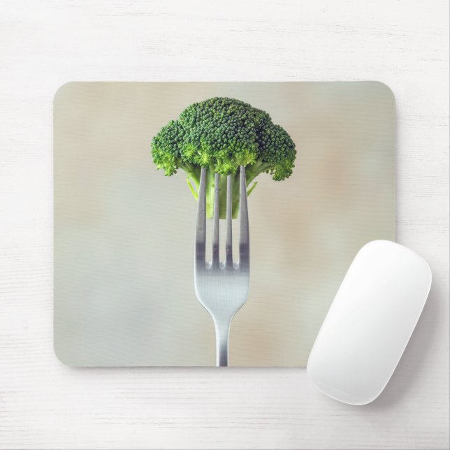 Mousepad Broccoli Floret On a Fork (Com mouse)