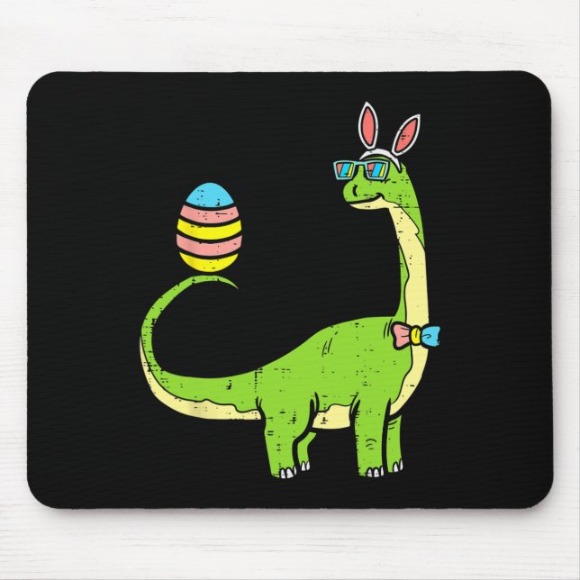 Mousepad Brontossaurus Bunny Ears Páscoa Dia do Ovo Dinossa (Frente)