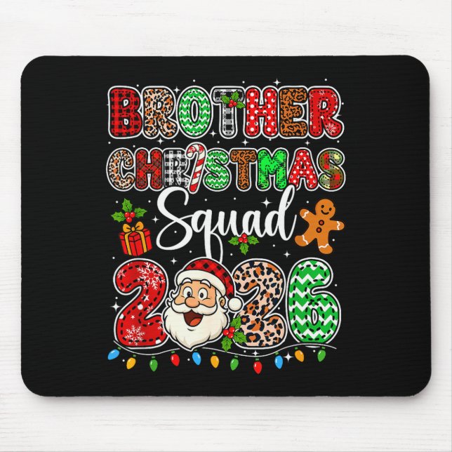 Mousepad Brother Christmas Crew 2026 Leopard Funny Santa Fa (Frente)