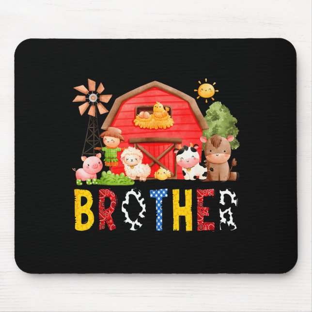 Mousepad Brother Farm Cow Birthday Boy Matching Family Matc (Frente)