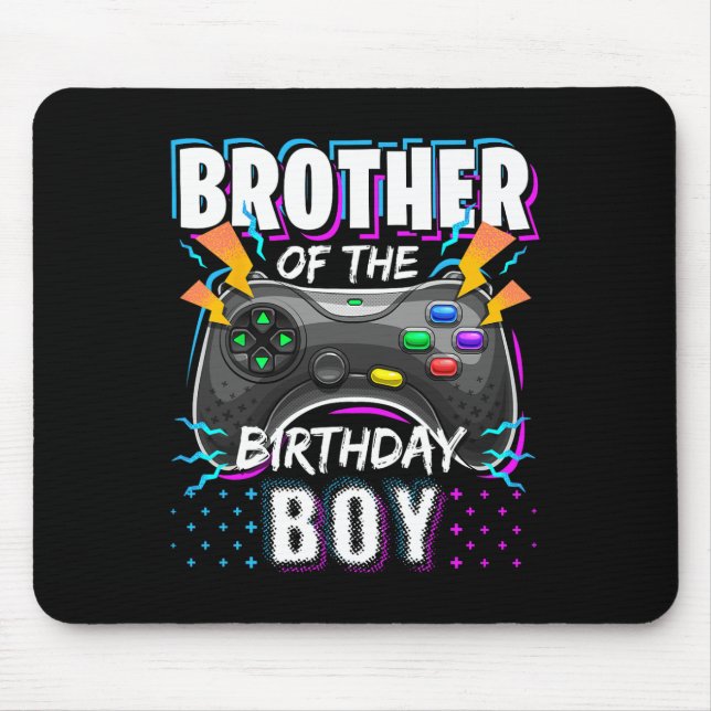 Mousepad Brother Of The Birthday Boy Matching Video Game Bi (Frente)