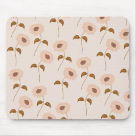 Mousepad Brown Beige Retro Y2K Hippie Padrão de Girassol