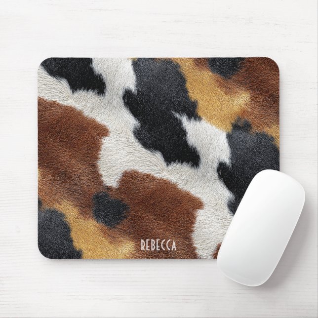 Mousepad Brown black and white cowhide texture throw pillow (Com mouse)