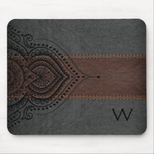 Mousepad Brown masculino & laço feminino preto de couro