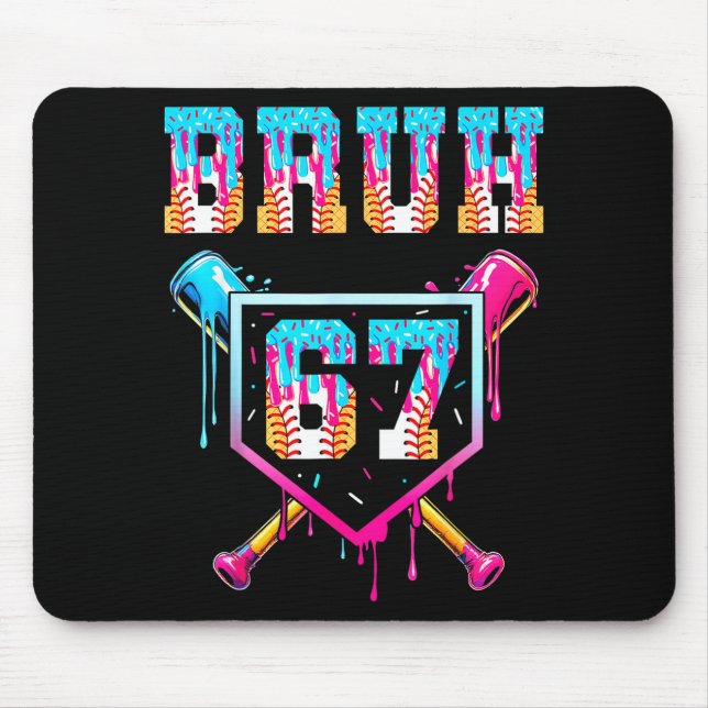 Mousepad Bruh Baseball Ice Cream Drip Number 67 Player 67th (Frente)