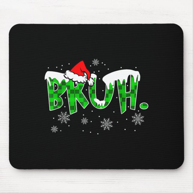 Mousepad Bruh Christmas Red Plaid Funny Family Teens Boys K (Frente)