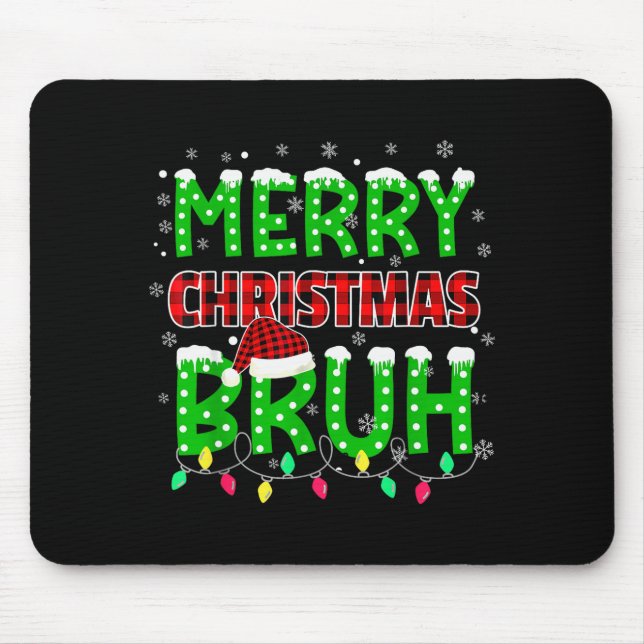 Mousepad Bruh Christmas Red Plaid Teens Boys Kids Xmas Paja (Frente)