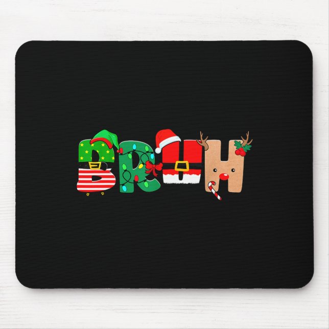 Mousepad Bruh Christmas Tree Xmas Elf Santa Rudolph Pajamas (Frente)