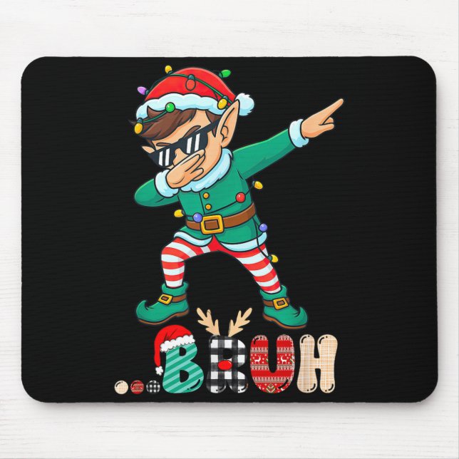 Mousepad Bruh Dabbing Elf Funny Kids Boys Mens Christmas Ma (Frente)