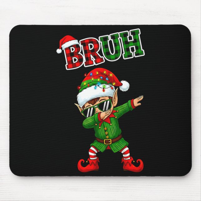 Mousepad Bruh Dabbing Elf Funny Kids Years Pajamas Christma (Frente)
