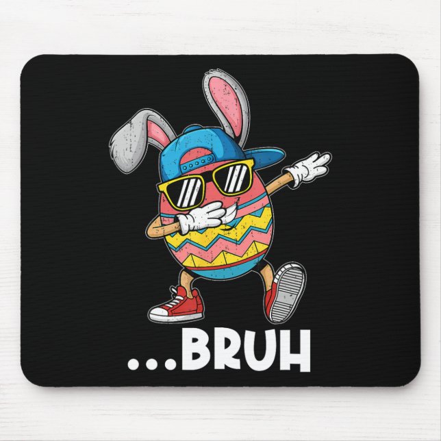 Mousepad Bruh Dabbing Ovos De Páscoa Coelho Fofo Dab Dança  (Frente)