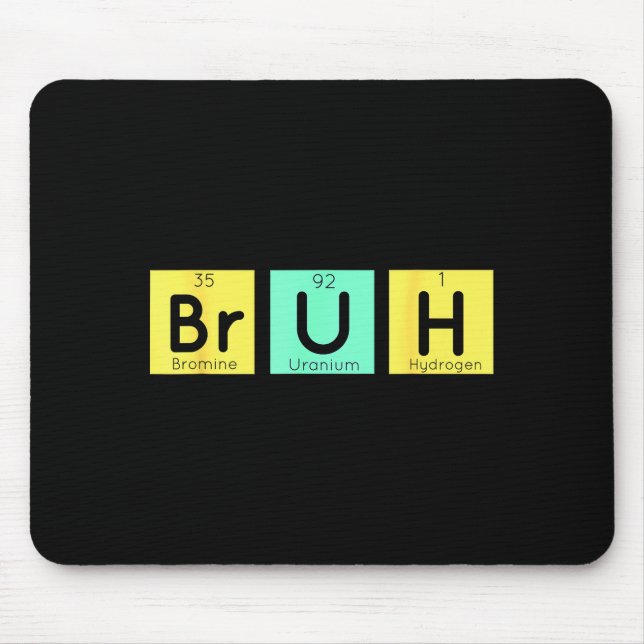 Mousepad Bruh Funny Chemistry Gift Meme Periodic Table Meme (Frente)