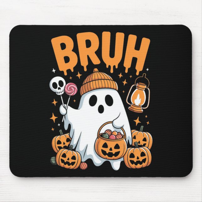 Mousepad Bruh Ghost Halloween Ghost Trick Ou Treine Kid (Frente)
