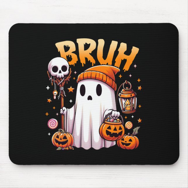 Mousepad Bruh Ghost Halloween - Truque De Fantasma Ou De Tr (Frente)