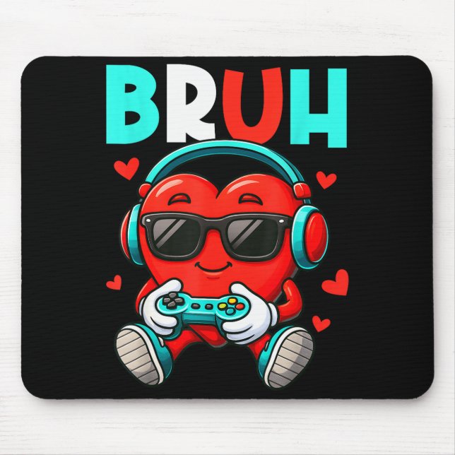 Mousepad Bruh Heart Gamer Video Gaming Controller Valentine (Frente)