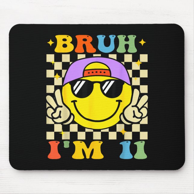 Mousepad Bruh I'm 11 Years Old Purple Birthday Boys 11th Bi (Frente)