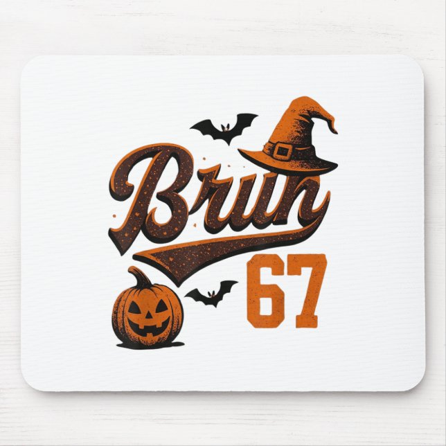 Mousepad Bruh Six Seven Halloween 6-7 Funny Ghost Slang Fal (Frente)