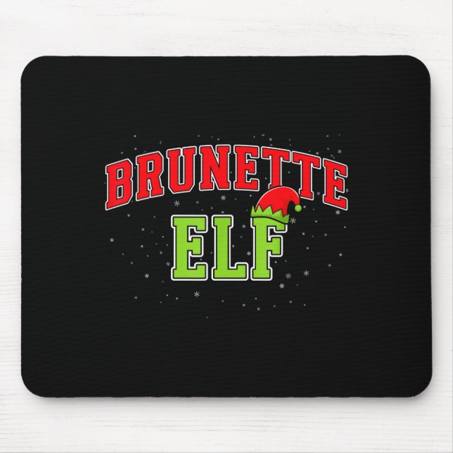 Mousepad Brunette Elf Christmas Family Matching Group Xmas  (Frente)