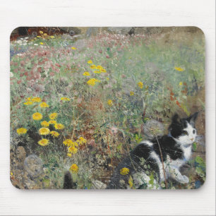 Mousepad Bruno Liljefors - Gato no leito de flores