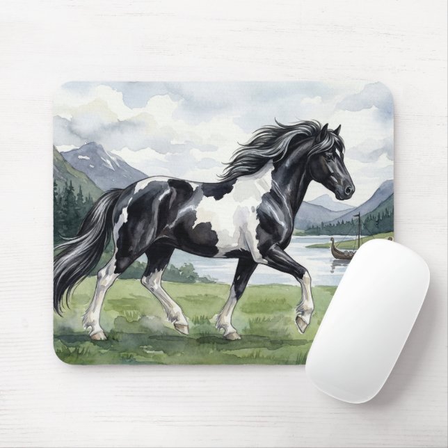 Mousepad Brunskjottur Black pinto Icelandic (Com mouse)