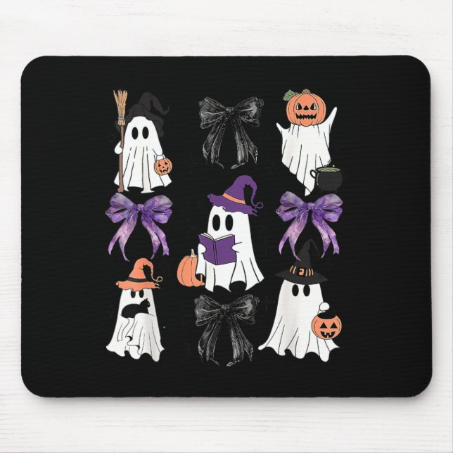 Mousepad Bruxa Assustadora Fantasma Coqueet Abóbora Gato Pr (Frente)