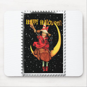 Mousepad Bruxa Boa Nostálgica de Halloween e seu Gato