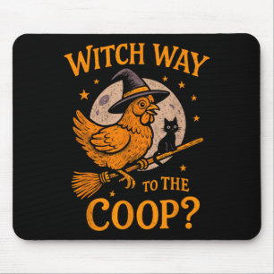Mousepad Bruxa caminho para o galinheiro divertido Hallowee