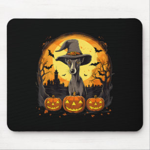 Mousepad Bruxa de Cachorro Whippet Assustador Halloween