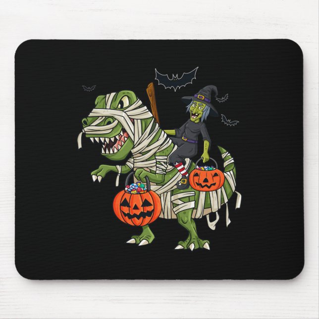 Mousepad Bruxa do Halloween Andando Rex Diversão Meninos Me (Frente)