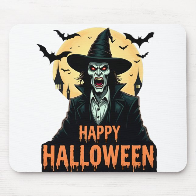 Mousepad Bruxa do Horror das Halloween com Olhos Vermelhos (Frente)