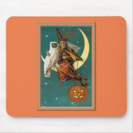 Mousepad Bruxa e Coruja Nostálgicas Feliz Halloween