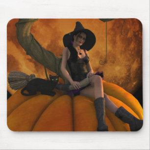 Mousepad Bruxa e Gato na Pumpkin Gigante