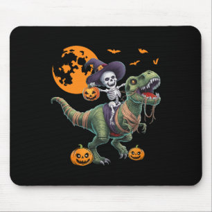 Mousepad Bruxa Esqueleto Montando Dinossauro T Rex Hallowee