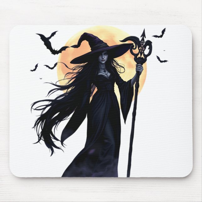 Mousepad Bruxa Mística em Lua Cheia (Frente)