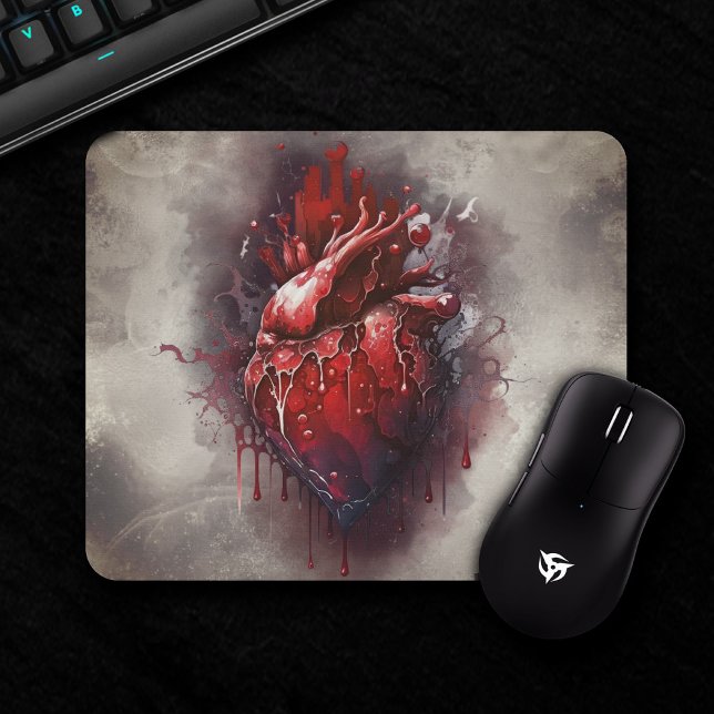 Mousepad Bruxaria | Coração com Derrame Sangrento Vermelho  (Criador carregado)