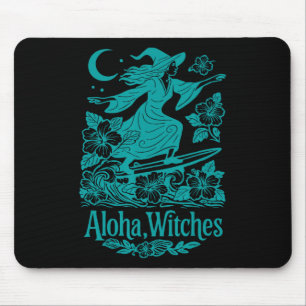 Mousepad Bruxas Aloha Surfando Bruxas Havaí Halloween Trópi