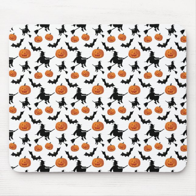Mousepad Bruxas de Halloween, Pumpkins e Morcegos (Frente)