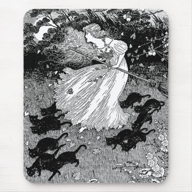 Mousepad Bruxas jovens e gatos pretos (Frente)