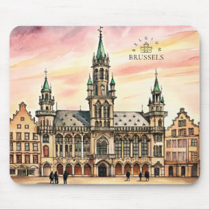Mousepad Bruxelas Bélgica Aquarela Grande Palácio