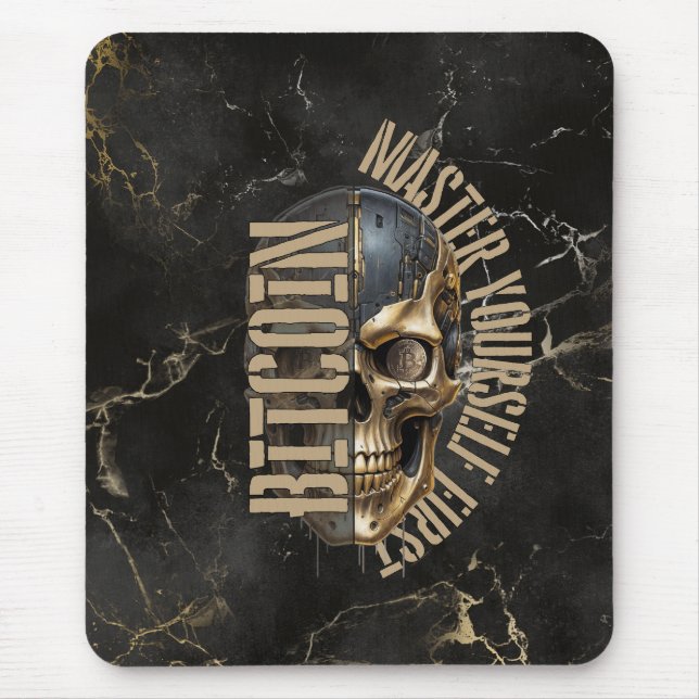 Mousepad BTC motivation | Skull | Gold Marble (Frente)