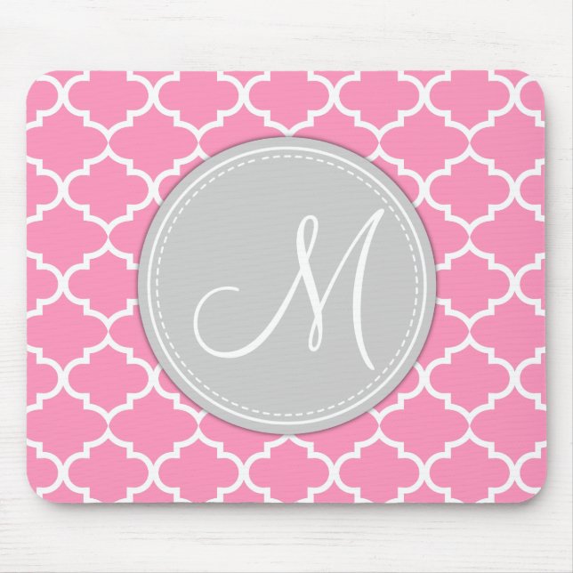Mousepad Bubblegum elegante Quatrefoil cor-de-rosa com (Frente)