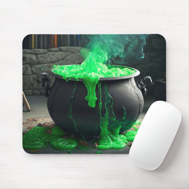 Mousepad Bubbling Witch's Cauldron Halloween (Com mouse)