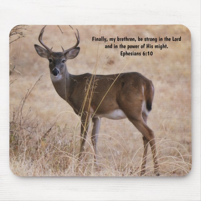 Mousepad Buck Deer Faith Strong Bible Verse (Frente)